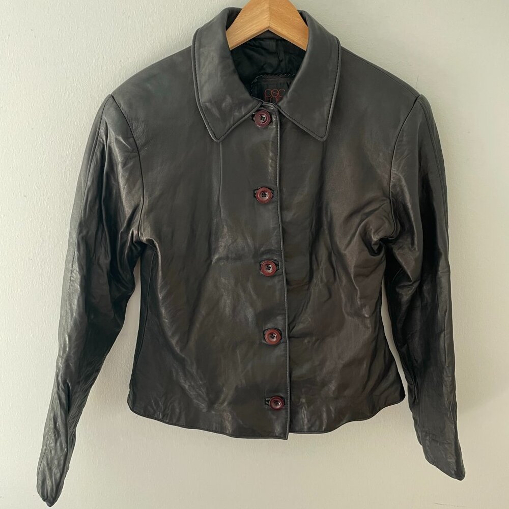 Vintage Oscar Leopold Women's Cropped Leather Jacket SZ M